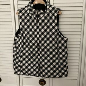 Black and White Checkered Puffer Vest